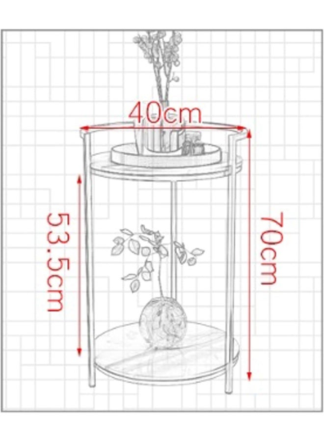 YINZUO Modern Marble Coffee Side Table with Metal Frame and Welding Joint, No Assembly Required, Elegant Tea Table for Living Room and Bedroom (Design 1) - Image 2