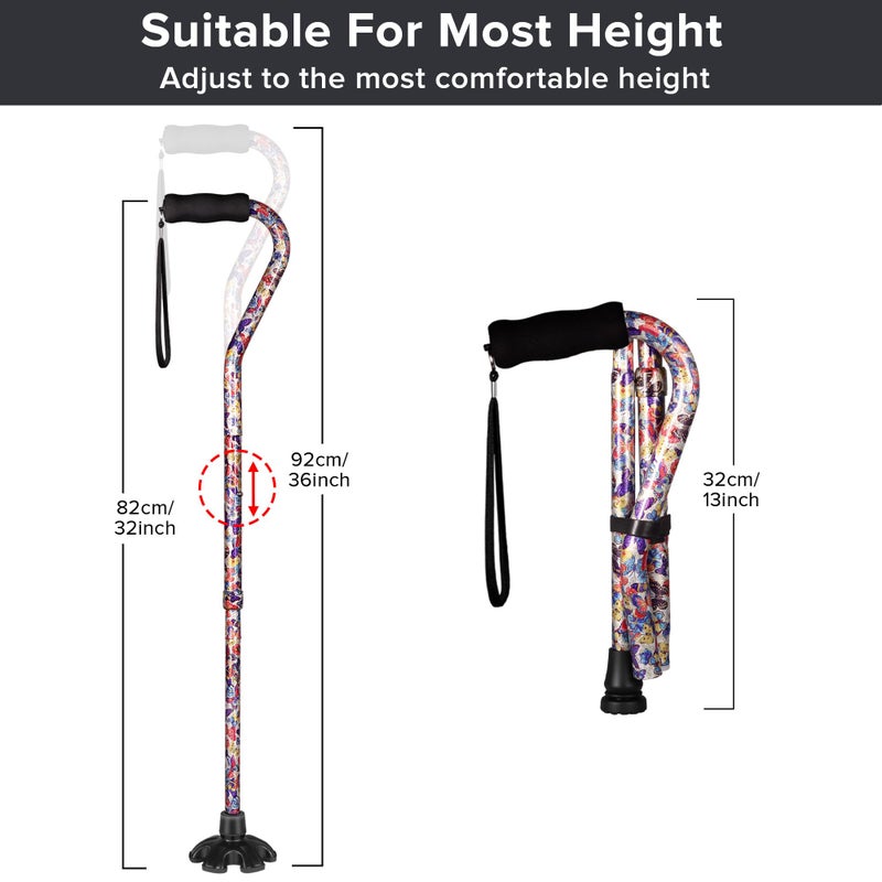 LIXIANG Elegant Walking Cane for Women, Foldable & Adjustable Cane for Seniors with Self-Standing Tip | Lightweight Mobility Aid for Stability & Balance Support - Image 2