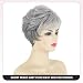 SEVENCOLORS Short Grey Wigs for White Women Pixie Cut Gray Wigs with Bangs Natural Curly Synthetic Hair Short Mixed White Wig for Older Women - Image 3