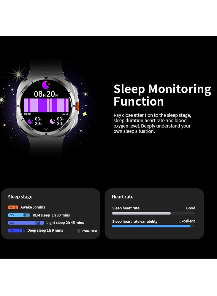 AROAQ W7 AI Smart Watch Ultra, Rugged Design IP68 Waterproof Blood Oxygen Monitoring Watch, Amoled Screen Display Sleep Monitoring Fitness Watch With 100 Plus Exercise Modes, (White) - Image 3