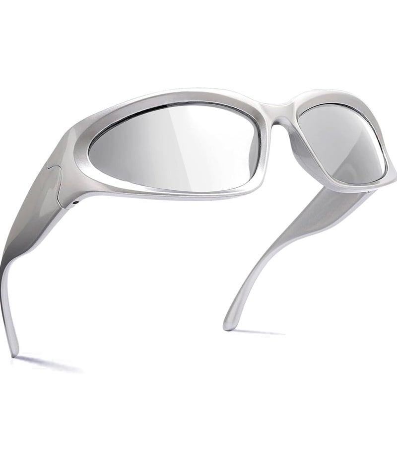 IFLASH Wrap Around Fashion Sunglasses for Men Women Trendy Swift Oval Dark Futuristic Sunglasses Shades Glasses Eyeglasses - Image 1