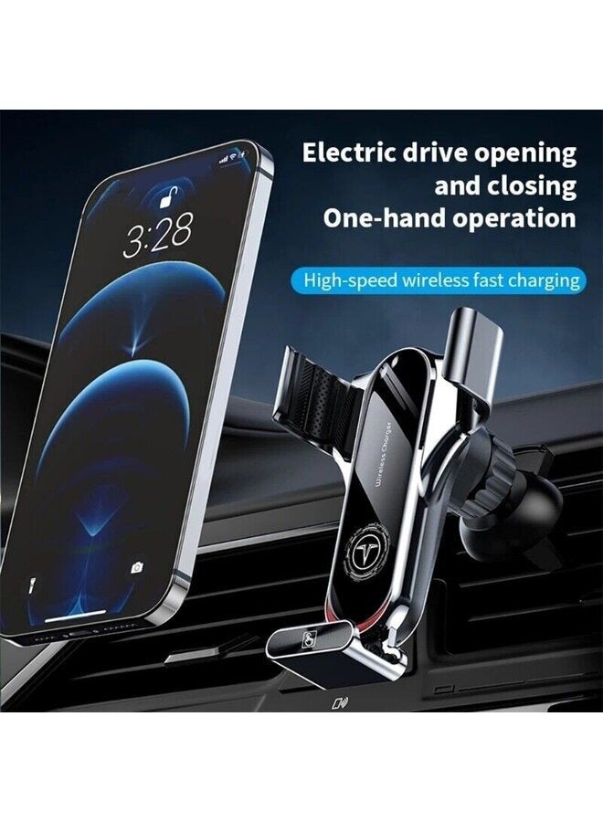 Tesla Charger Smart Sensor Car Phone Holder Mount Auto-sensing Metal 15W Wireless - Image 2