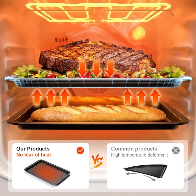 jjojcll Carbon Steel Baking Sheet Pan Set, Cookie Sheet for Oven, Bakeware Sets with Wider Grips, 3 Pack Baking Tray, Premium, Dishwasher Safe - Dark Grey - Image 2