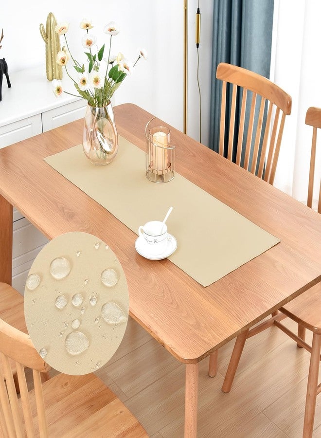 Nacuci Farmhouse Rustic Table Runner Beige Faux Linen Table Runners Water Resistant Short Table Runner 36 inches for Living Room Dresser Bedroom Kitchen Dining Party 13x36 Inch - Image 1