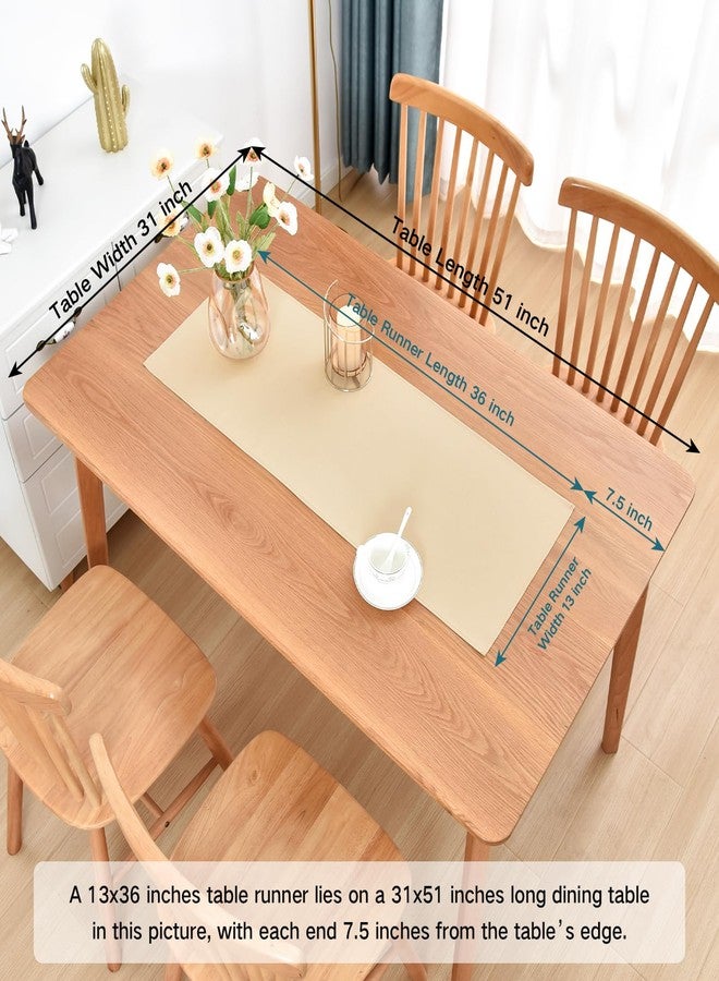 Nacuci Farmhouse Rustic Table Runner Beige Faux Linen Table Runners Water Resistant Short Table Runner 36 inches for Living Room Dresser Bedroom Kitchen Dining Party 13x36 Inch - Image 2