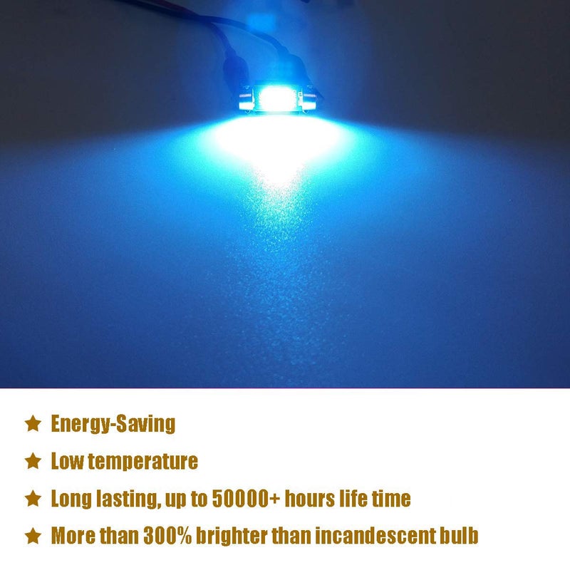 iBrightstar 9-30V Extremely Bright 211-2 212-2 578 Festoon LED Bulbs Error Free 1.61" 41mm for Interior Map Dome Lights and License Plate Courtesy Lights, Ice Blue - Image 3