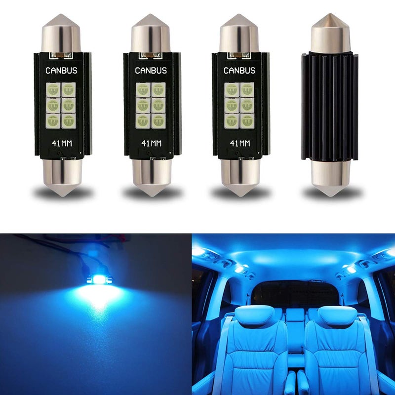 iBrightstar 9-30V Extremely Bright 211-2 212-2 578 Festoon LED Bulbs Error Free 1.61" 41mm for Interior Map Dome Lights and License Plate Courtesy Lights, Ice Blue - Image 1