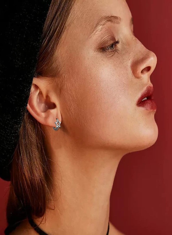 Izpack Hollow Star Tiny Hoop Earrings for Women Men 316L Surgical Stainless Steel Cartilage Small Huggie Hoops Earring Piercing Cuffs Minimalist Good Luck Jewelry Gifts - Image 2