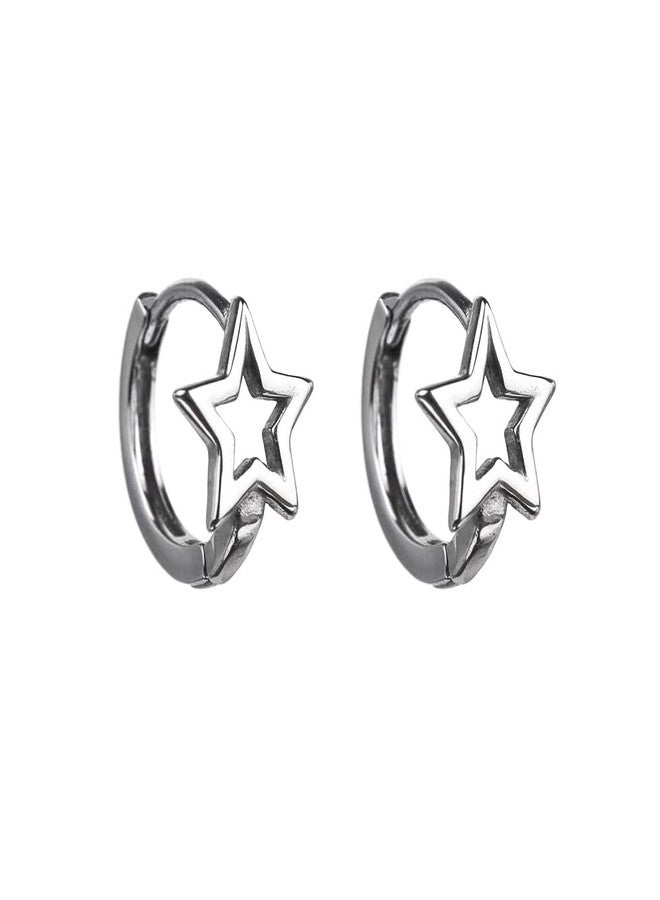 Izpack Hollow Star Tiny Hoop Earrings for Women Men 316L Surgical Stainless Steel Cartilage Small Huggie Hoops Earring Piercing Cuffs Minimalist Good Luck Jewelry Gifts - Image 4