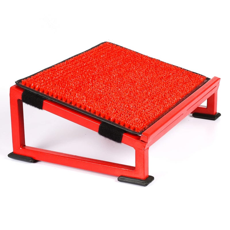 Metron Metron Metal Foot Rest Stool Under The Desk with Removable Acupressure Massage Accumat Plastic Top Sheet Relieve Foot Pain and Improves Blood Circulation Color Red Metal Base Pack of 1  - Image 1