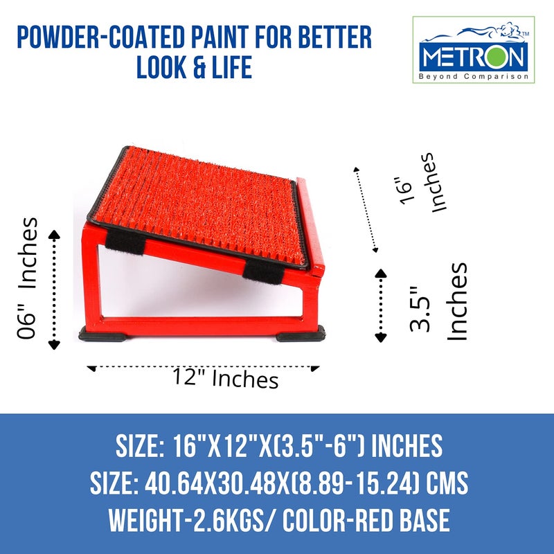 Metron Metron Metal Foot Rest Stool Under The Desk with Removable Acupressure Massage Accumat Plastic Top Sheet Relieve Foot Pain and Improves Blood Circulation Color Red Metal Base Pack of 1  - Image 5