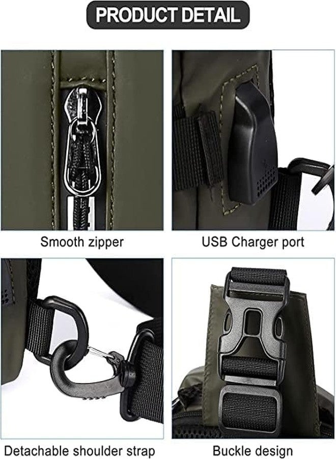 TRIVSY Sling Bag For Men Shoulder Crossbody Backpack Waterproof Chest Bag For Travel Messenger Bag, Anti-Theft Side Chest Bag With USB Charging Port for Travel Camping Hiking Gym Sports Outdoor Picnic - Image 5