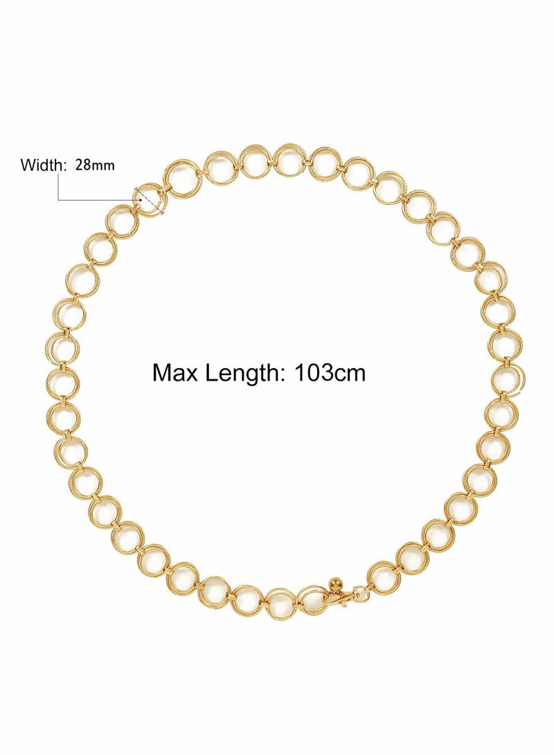 SYOSI Metal Waist Chain for Women Girls Adjustable Body Link Belt Fashion Belly Jewelry Lady's Polished O- Ring All Over Links fit Jeans Dresses (Gold) - Image 5