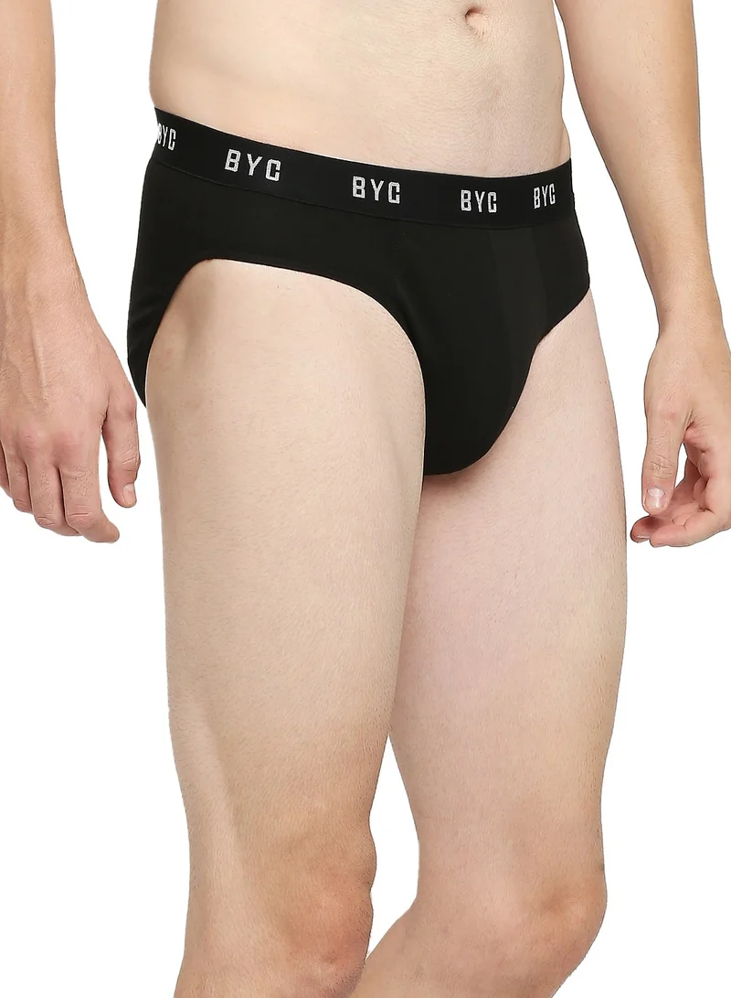 BYC MEN'S COTTON BRIEF (PACK OF 3) - BLACK