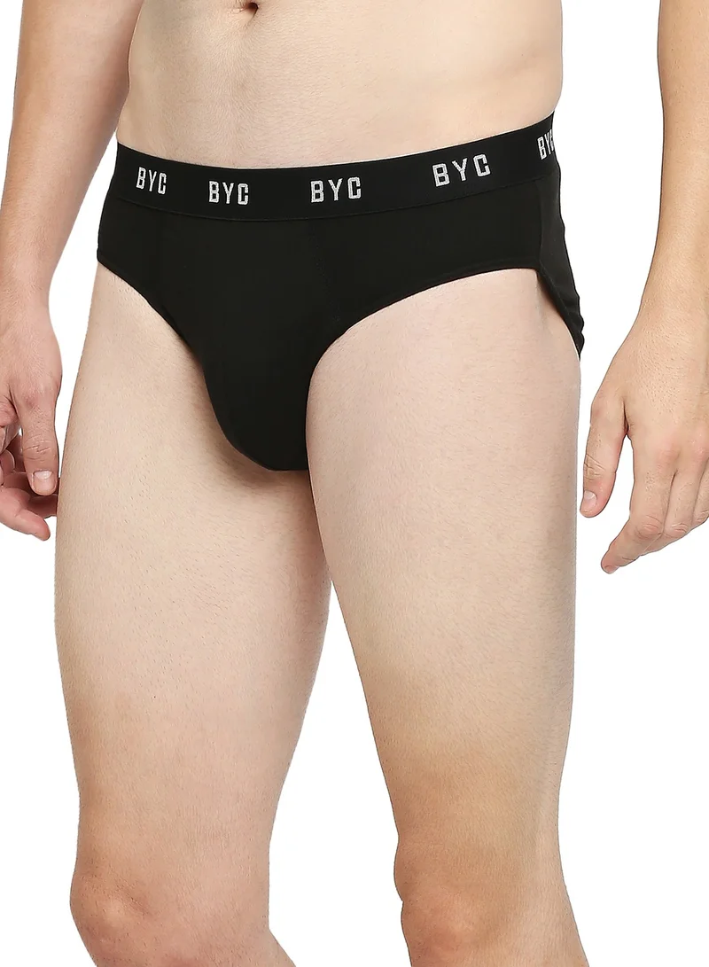 BYC MEN'S COTTON BRIEF (PACK OF 3) - BLACK