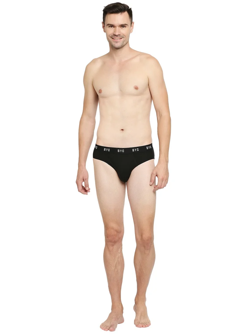 BYC MEN'S COTTON BRIEF (PACK OF 3) - BLACK