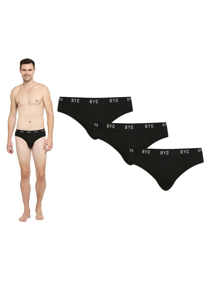 BYC MEN'S COTTON BRIEF (PACK OF 3) - BLACK