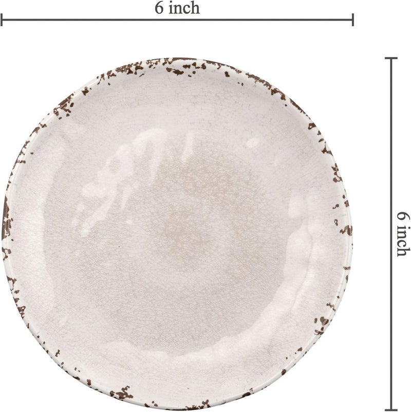 UP أطباق حلوى دائرية صغيرة من ميلامين UPware بتصميم متشقق، أطباق تقديم للوجبات الخفيفة والأطباق الجانبية، كريمة، 6 إنش، مجموعة من 4 - Image 3