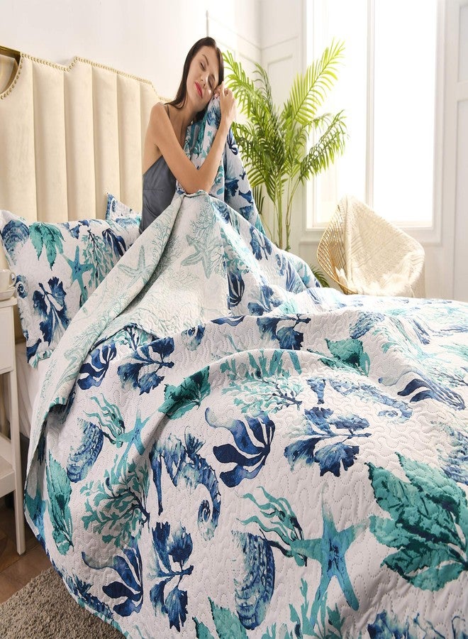 جيسي هوم طقم غطاء سرير مزدوج قابل للعكس من مجموعة كوستال هوم، يتضمن لحافًا وأغطية وسائد - ناعم وخفيف الوزن، بنقشة المحيط الاستوائي - Image 2