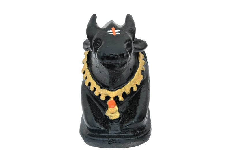 TEJ GIFTS Nandi Idol, Handcrafted Matt Finish Shiva's Cow Statue for Temple Puja & Home, Nandi Pindi Showpiece, Ideal Gift Item for Housewarming Black (Small) - Image 3