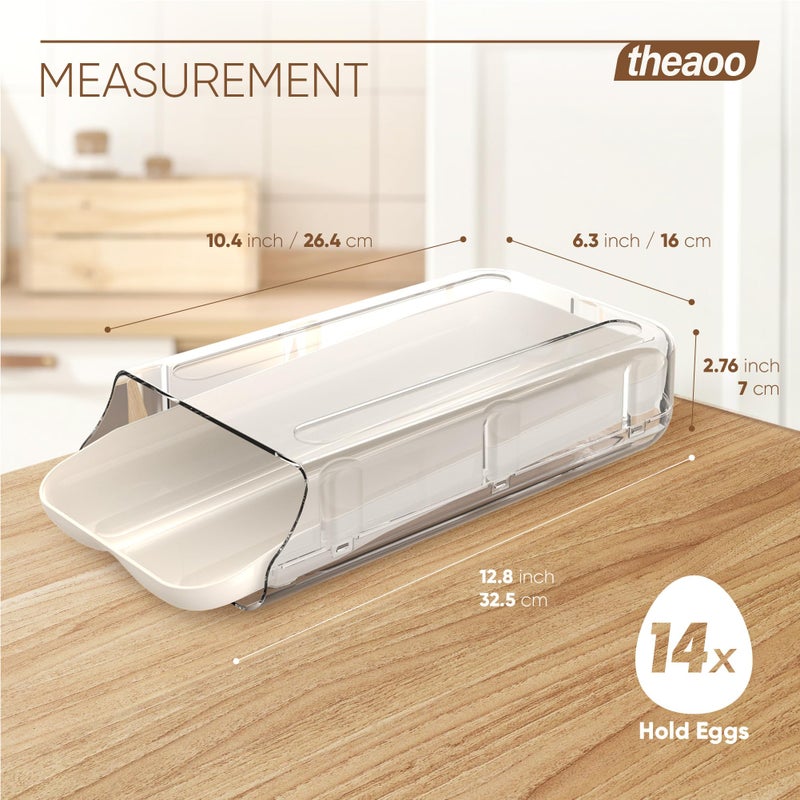 theaoo Egg Holder for Fridge, Automatic Rolling Egg Container for Refrigerator, Clear Plastic Egg Dispenser, Stackable Eggs Organizer with Quick Removable inner Tray For Organizers and Storage, 1 Pack - Image 3