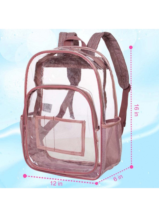 gxtvo Clear Backpack, Heavy Duty Transparent Bookbag, See Through Backpacks for Women Men - Pink - Image 4