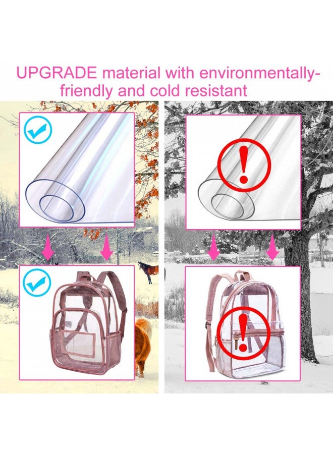 gxtvo Clear Backpack, Heavy Duty Transparent Bookbag, See Through Backpacks for Women Men - Pink - Image 3