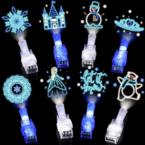Sauyoza 36 Pack Frozen Party Favors LED Finger Lights for Girls Ice Princess Snow Theme Goodie Bag Stuffers Classroom Treasure Box Prizes Glow in the Dark Winter Party Supplies - Image 1