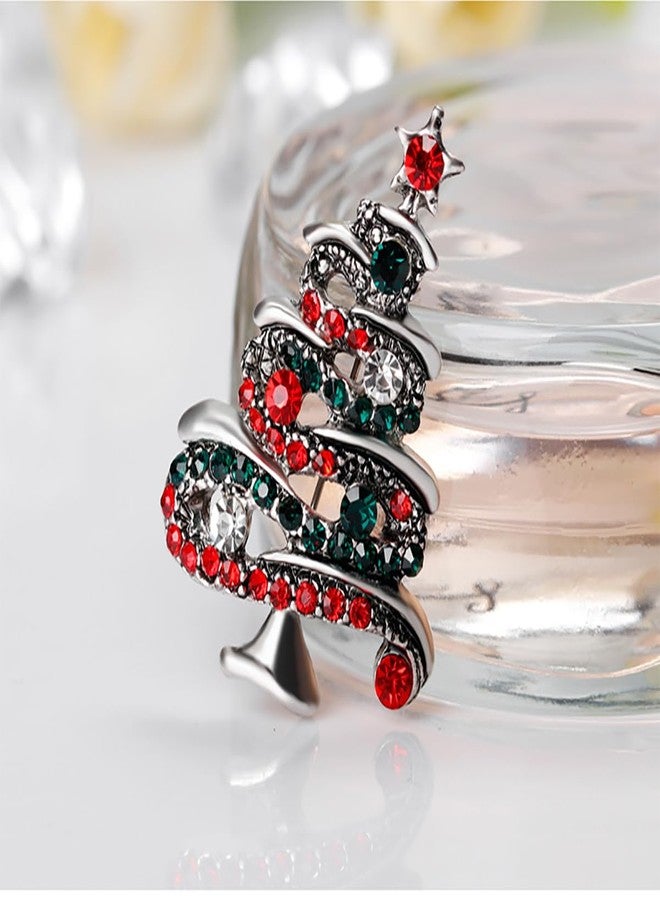 INENIMARTJ Christmas Rhinestone Brooch Pin for Women Cute Crystal Enamel Xmas Brooches Vintage Colorful Christmas Tree Wreath Bells Brooch Glitter Christmas Jewelry Pin for Xmas Holiday (F) - Image 2