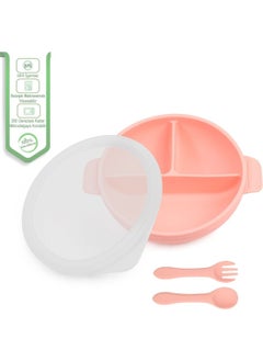 bebek Silicone Feeding Set Vacuum Silicone Food Plate (With Lid), Silicone Fork and Spoon / Pink - pzsku/ZDE2A39DEA598A12F2277Z/45/_/1725725237/82967848-36d9-4f4f-9738-86e9b579e438