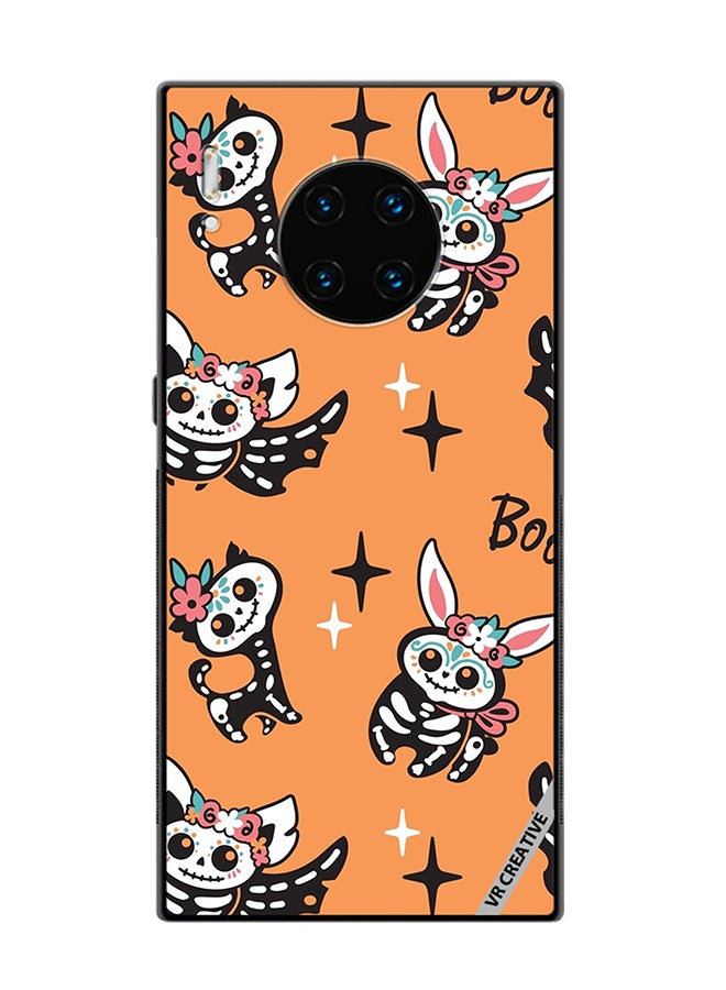 VR CREATIVE Protective Case Cover For Huawei Mate 30 Pro Skeletons Of Cute Animals On Orange Design Multicolour - Image 1