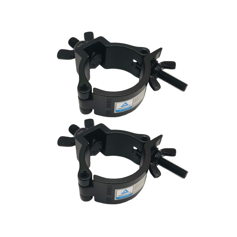 2 Pcs 2 Inch Lighting Truss Clamp Aluminum Alloy Stage Lights Clamp Mount Heavy Duty 220 Lbs Fit 4851mm OD Pipe truss F34 Black