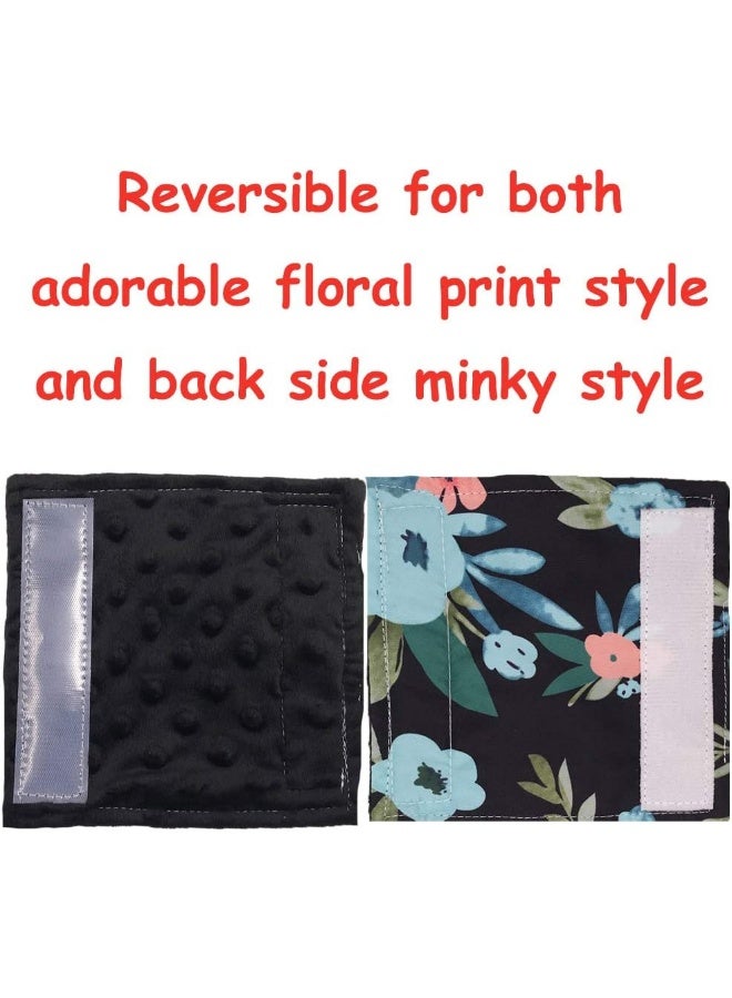 Culclendy Baby Car Seat Neck Cover, Car Seat Strap Cover, Seat Belt Cushions Pads, Shoulder Strap Protectors, Reversible Pram Harness Covers in Minky Floral, Baby Neck Pad Protector - Image 4