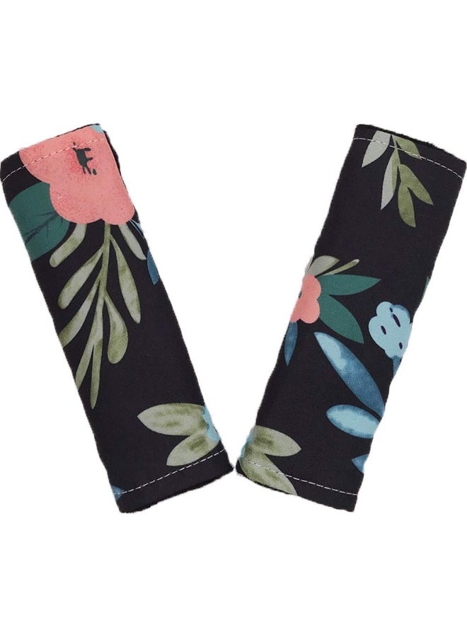 Culclendy Baby Car Seat Neck Cover, Car Seat Strap Cover, Seat Belt Cushions Pads, Shoulder Strap Protectors, Reversible Pram Harness Covers in Minky Floral, Baby Neck Pad Protector - Image 1