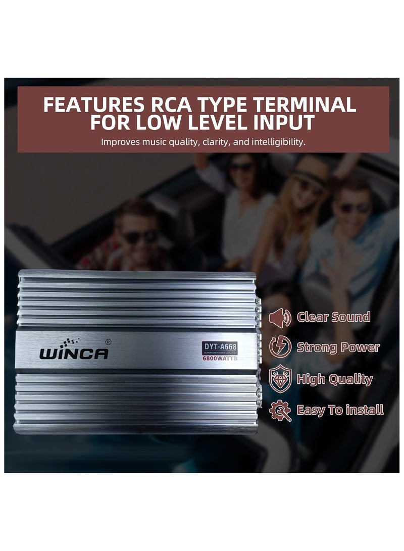 WINCA 6800W 12V 4 Channel Car Amplifier Stereo Power Amp Audio 4CH Bass Sub Woofer - Image 5