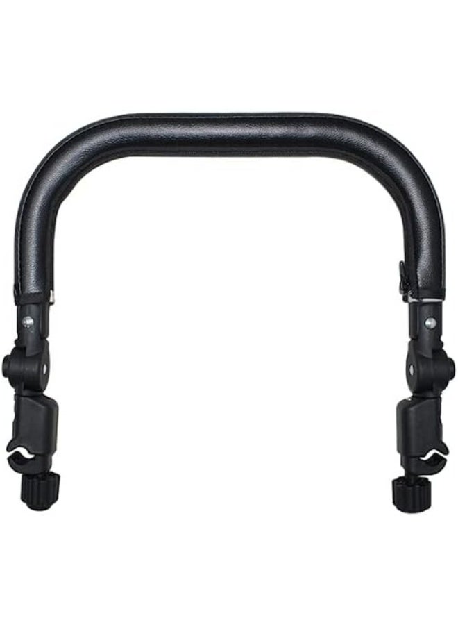 ROMIRUS Universal Baby Stroller Bumper Bar, Armrest Handle Crossbar, Black PU Leather - Image 1