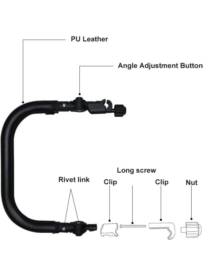 ROMIRUS Universal Baby Stroller Bumper Bar, Armrest Handle Crossbar, Black PU Leather - Image 3