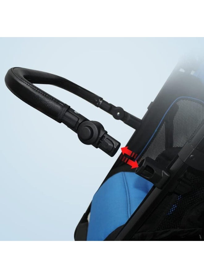 ROMIRUS Universal Baby Stroller Bumper Bar, Armrest Handle Crossbar, Black PU Leather - Image 4