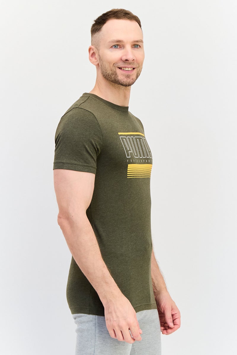 PUMA تي شيرت رياضي للرجال بأكمام قصيرة مناسب في الهواء الطلق، زيتوني داكن - Image 2