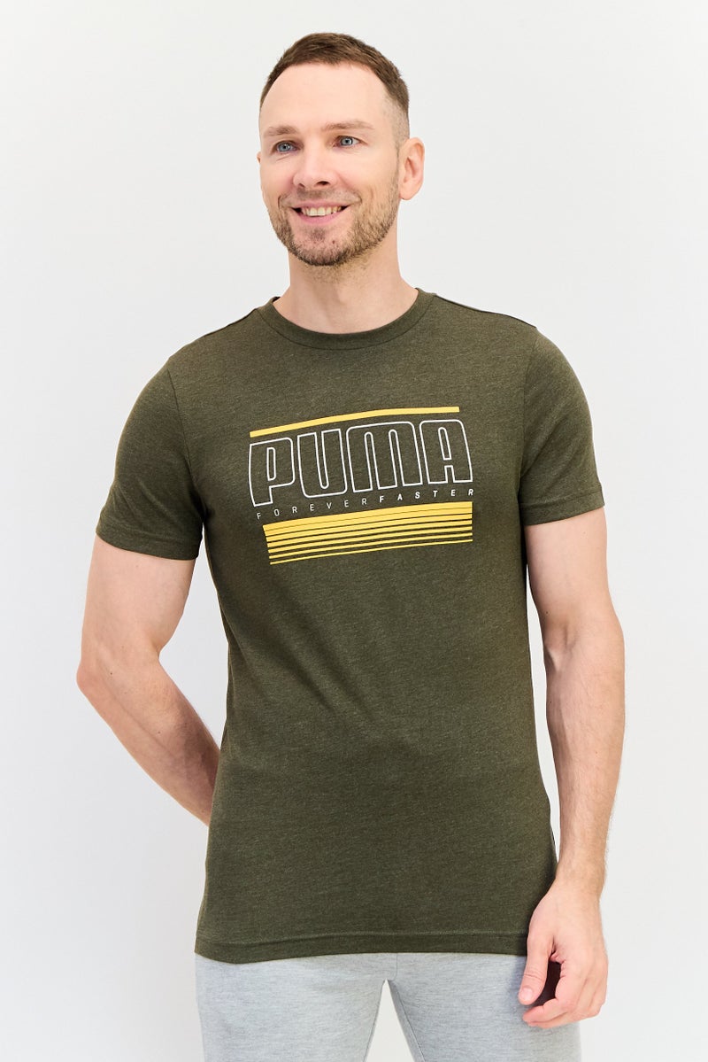 PUMA تي شيرت رياضي للرجال بأكمام قصيرة مناسب في الهواء الطلق، زيتوني داكن - Image 1