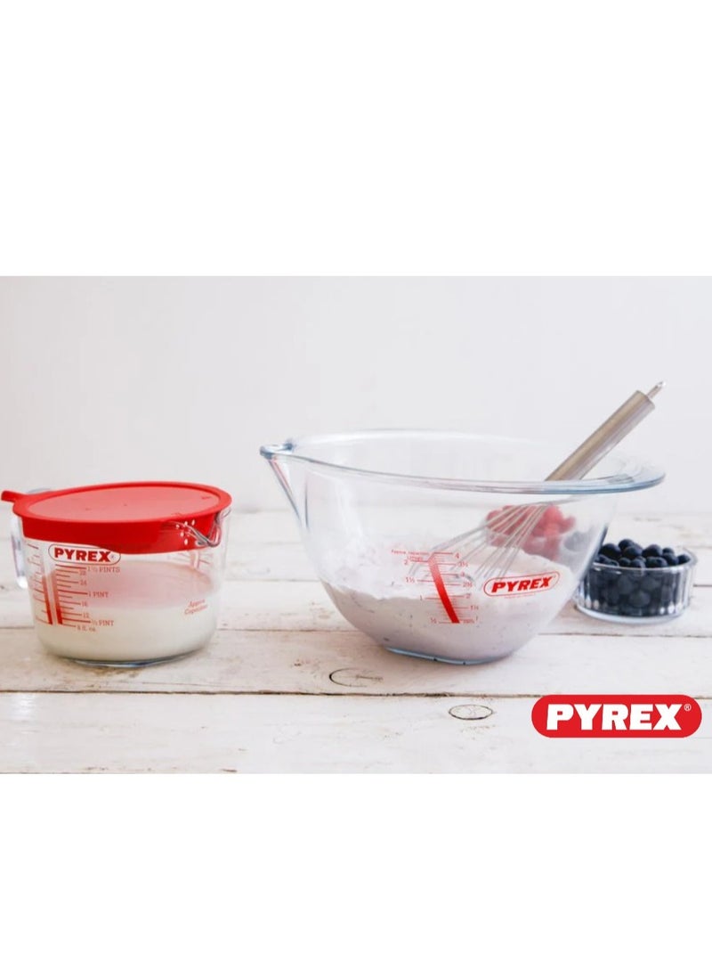 Pyrex Measuring Jug 1L with Red Lid - Durable & Versatile Kitchen Tool Clear - Image 5