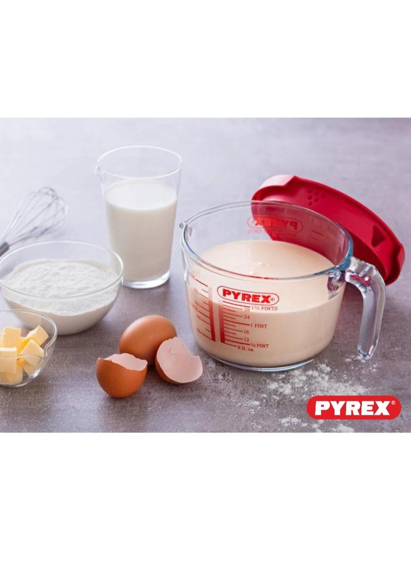 Pyrex Measuring Jug 1L with Red Lid - Durable & Versatile Kitchen Tool Clear - Image 4