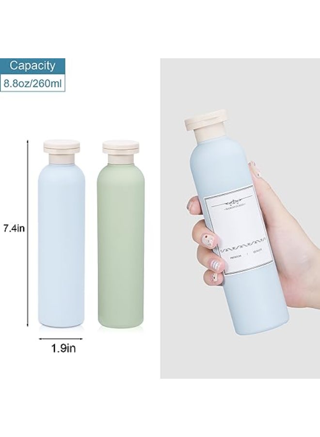 UMETASS 88 oz Plastic Travel Shampoo Bottles Refillable Flip Cap Squeeze Bottles for Toiletries Large Leakageproof Travel Shampoo and Conditioner Container Blue and Green - Image 3