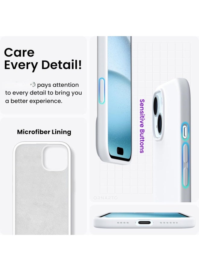 أكاليكس متوافق مع جراب  iPhone 15 Plus من السيليكون السائل ، غطاء واقٍ لكامل الجسم ، جراب هاتف نحيف مقاوم للصدمات ، مضاد للخدش ، بطانة من الألياف الدقيقة الناعمة 6.7 بوصة ابيض - Image 5