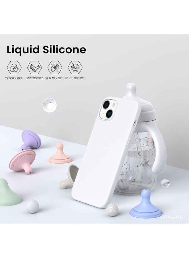 أكاليكس متوافق مع جراب  iPhone 15 Plus من السيليكون السائل ، غطاء واقٍ لكامل الجسم ، جراب هاتف نحيف مقاوم للصدمات ، مضاد للخدش ، بطانة من الألياف الدقيقة الناعمة 6.7 بوصة ابيض - Image 2