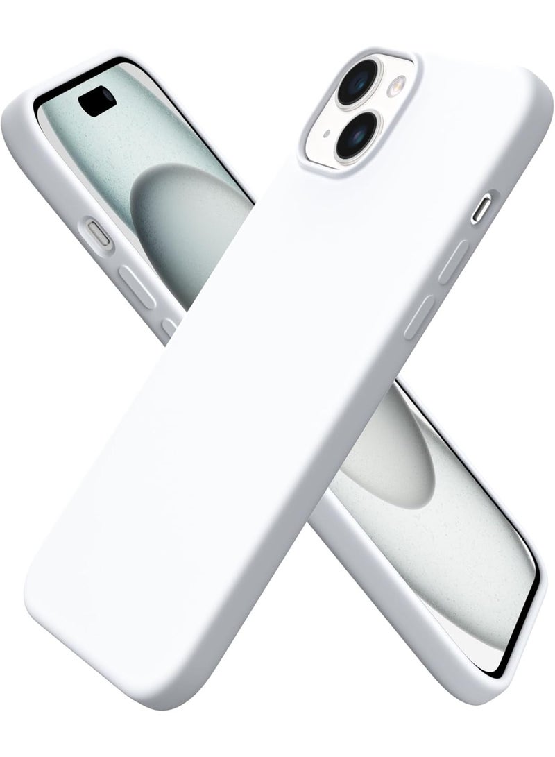 أكاليكس متوافق مع جراب  iPhone 15 Plus من السيليكون السائل ، غطاء واقٍ لكامل الجسم ، جراب هاتف نحيف مقاوم للصدمات ، مضاد للخدش ، بطانة من الألياف الدقيقة الناعمة 6.7 بوصة ابيض - Image 1