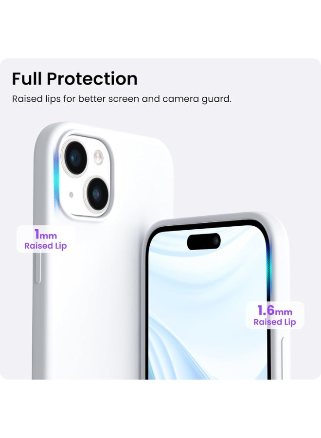 أكاليكس متوافق مع جراب  iPhone 15 Plus من السيليكون السائل ، غطاء واقٍ لكامل الجسم ، جراب هاتف نحيف مقاوم للصدمات ، مضاد للخدش ، بطانة من الألياف الدقيقة الناعمة 6.7 بوصة ابيض - Image 3