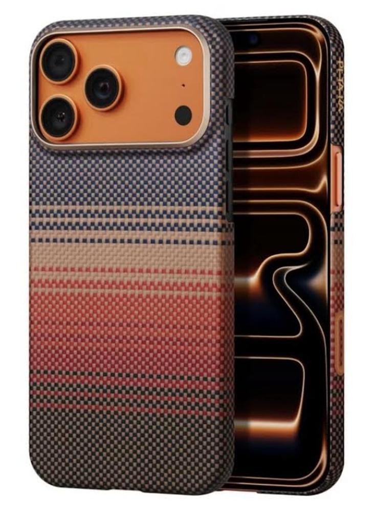جراب PITAKA MagEZ لهاتف iPhone 17 Pro Max - ألياف أراميد متدرجة اللون الأحمر، غطاء واقٍ فائق النحافة ومقاوم للصدمات - Image 1
