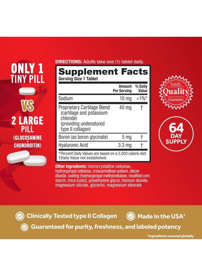 Move Free مكمل دعم المفاصل ثلاثي العمل الفائق - كولاجين نوع II بورون وحمض الهيالورونيك - يدعم راحة المفاصل والغضاريف والعظام في 1 حبة صغيرة يوميًا، 64 قرص (64 حصة)* - Image 4