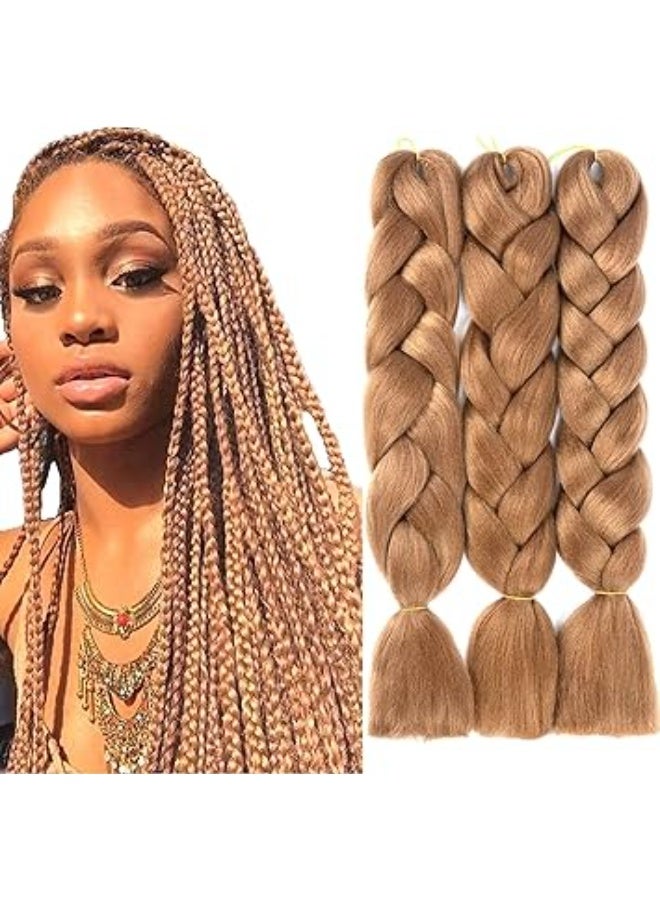 Light Brown Cashmere Kanekalon Braiding Hair Extensions for Box Braids & Afro Styles - 60cm - Professional Synthetic Hair - Image 1
